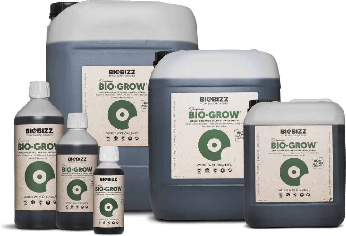 The BioBizz Bio-Grow range: bottles and jerrycans in several sizes